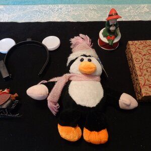 CHRISTMAS PENQUIN GIRL BELL SLEIGH DUCK  ORN STROBE EARS BOX LOT